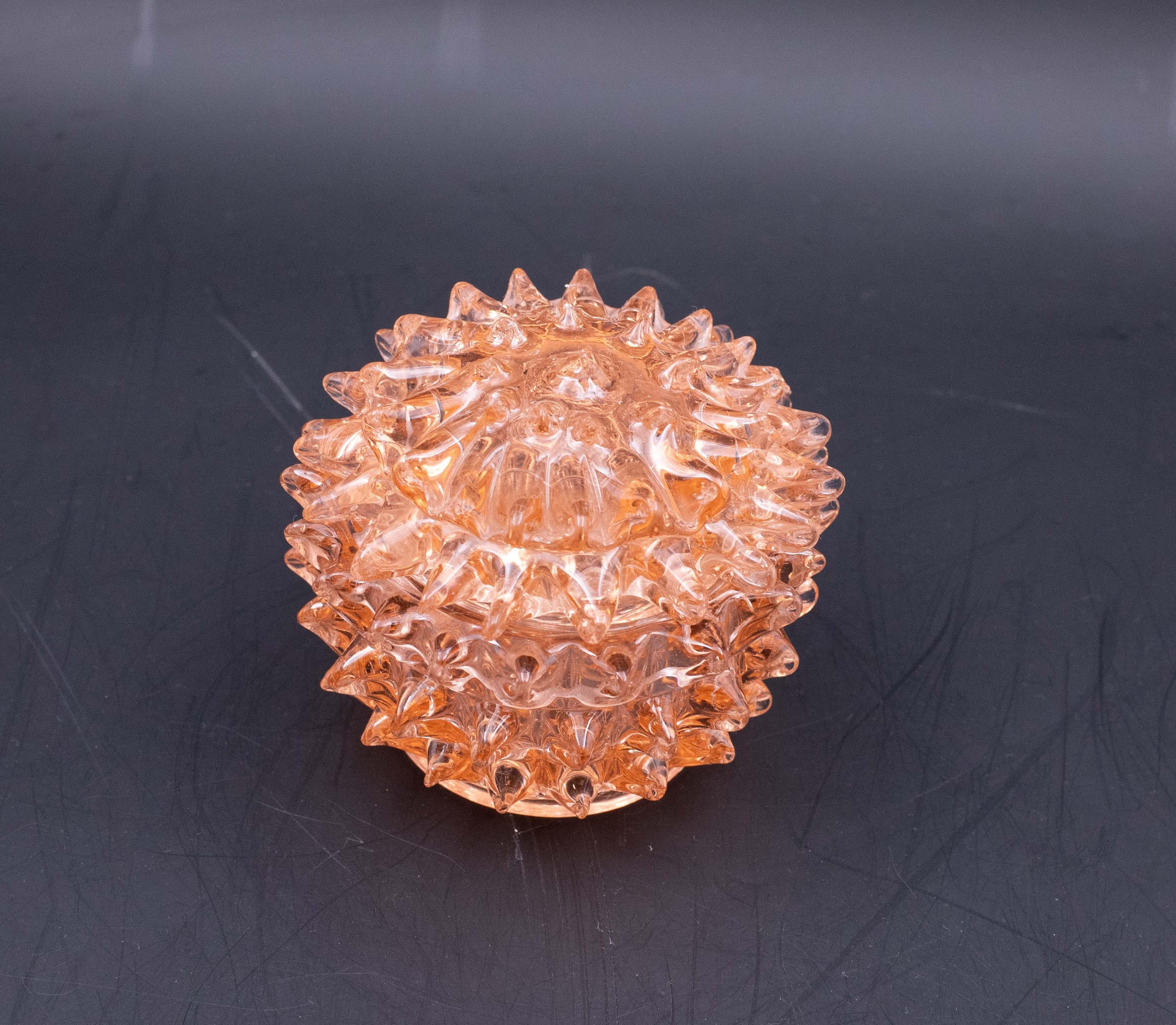 Européen Rare vase en verre de Murano Rostrato d'Ercole Barovier orange pour Barovier & Toso en vente