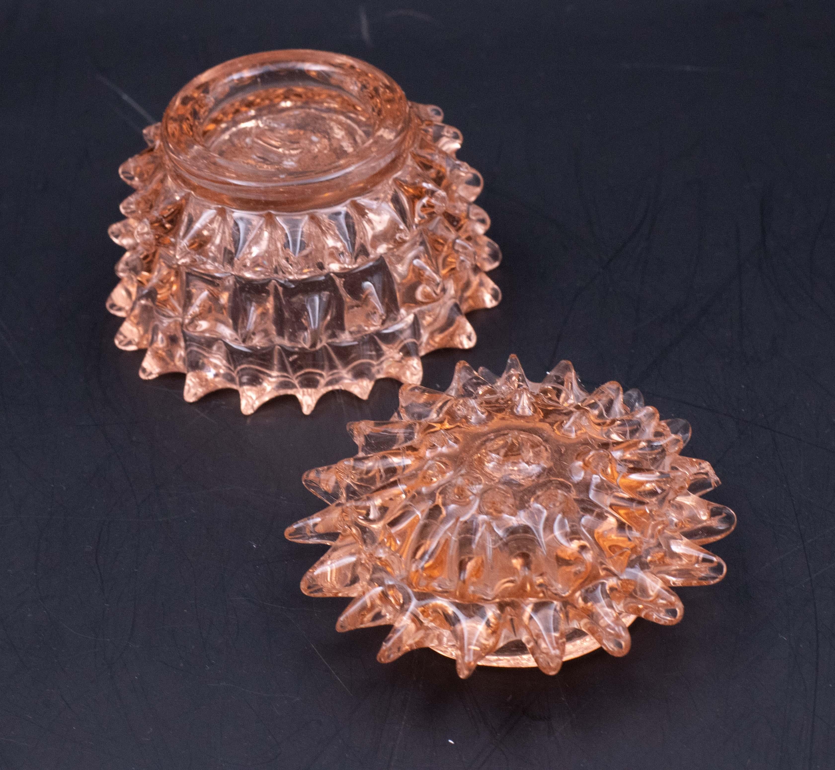 Verre de Murano Rare vase en verre de Murano Rostrato d'Ercole Barovier orange pour Barovier & Toso en vente
