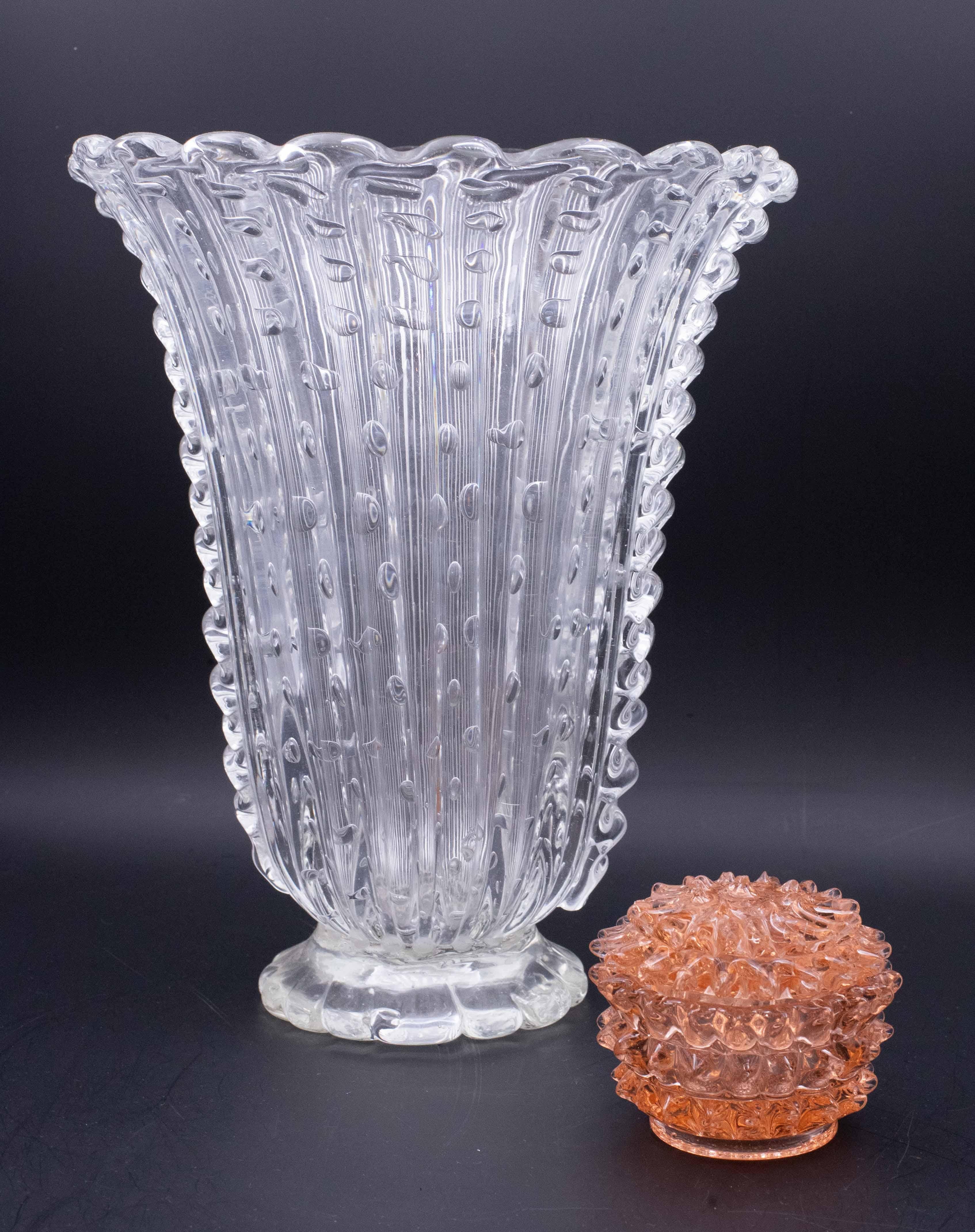 Rare vase en verre de Murano Rostrato d'Ercole Barovier orange pour Barovier & Toso en vente 2