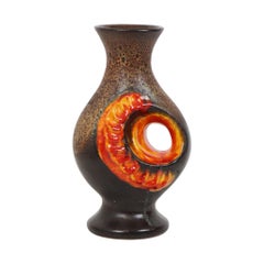 Rare Orange Fat Lava Vase West Germany Walter Gerhards 26cm