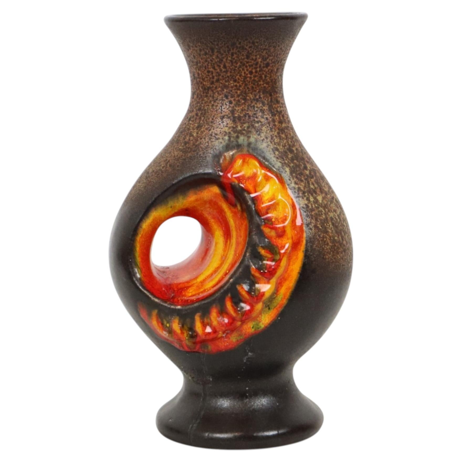 Rare Orange Fat Lava Vase West Germany Walter Gerhards 26cm