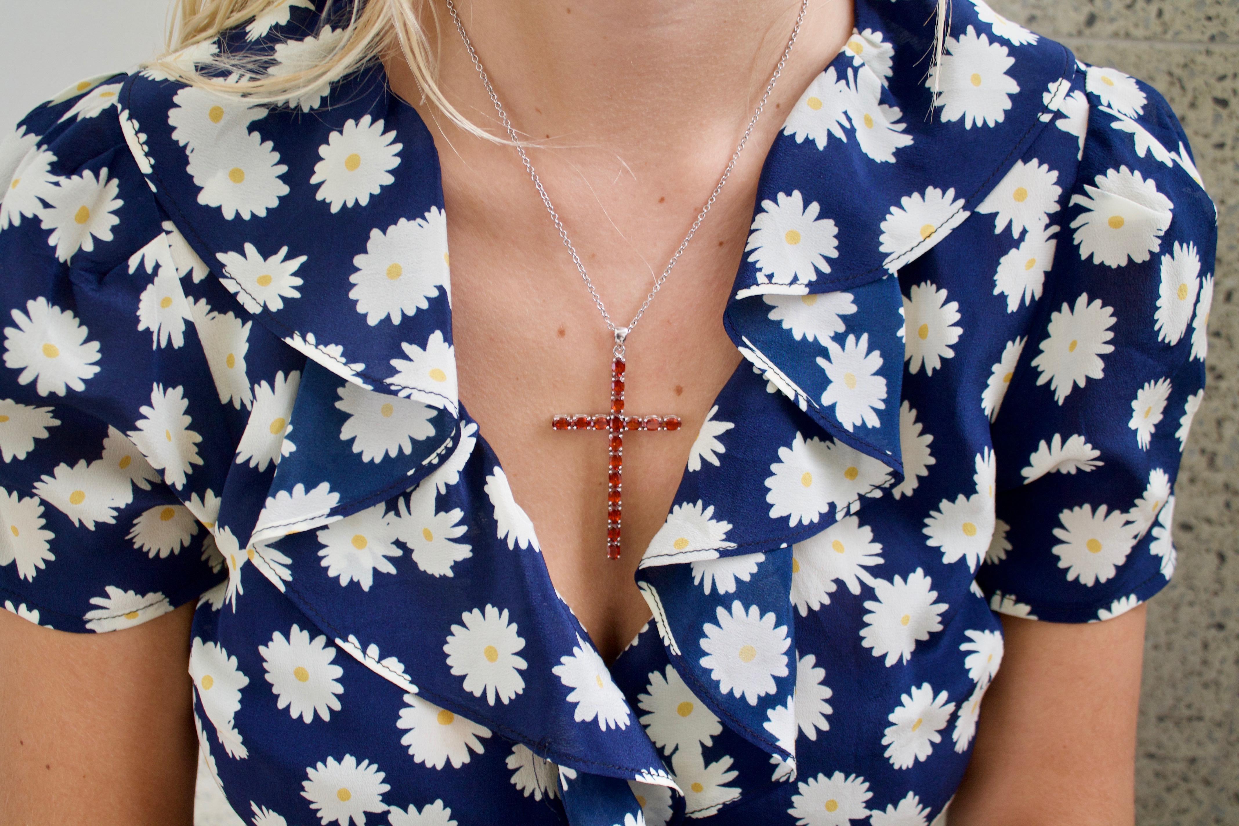 garnet cross pendant