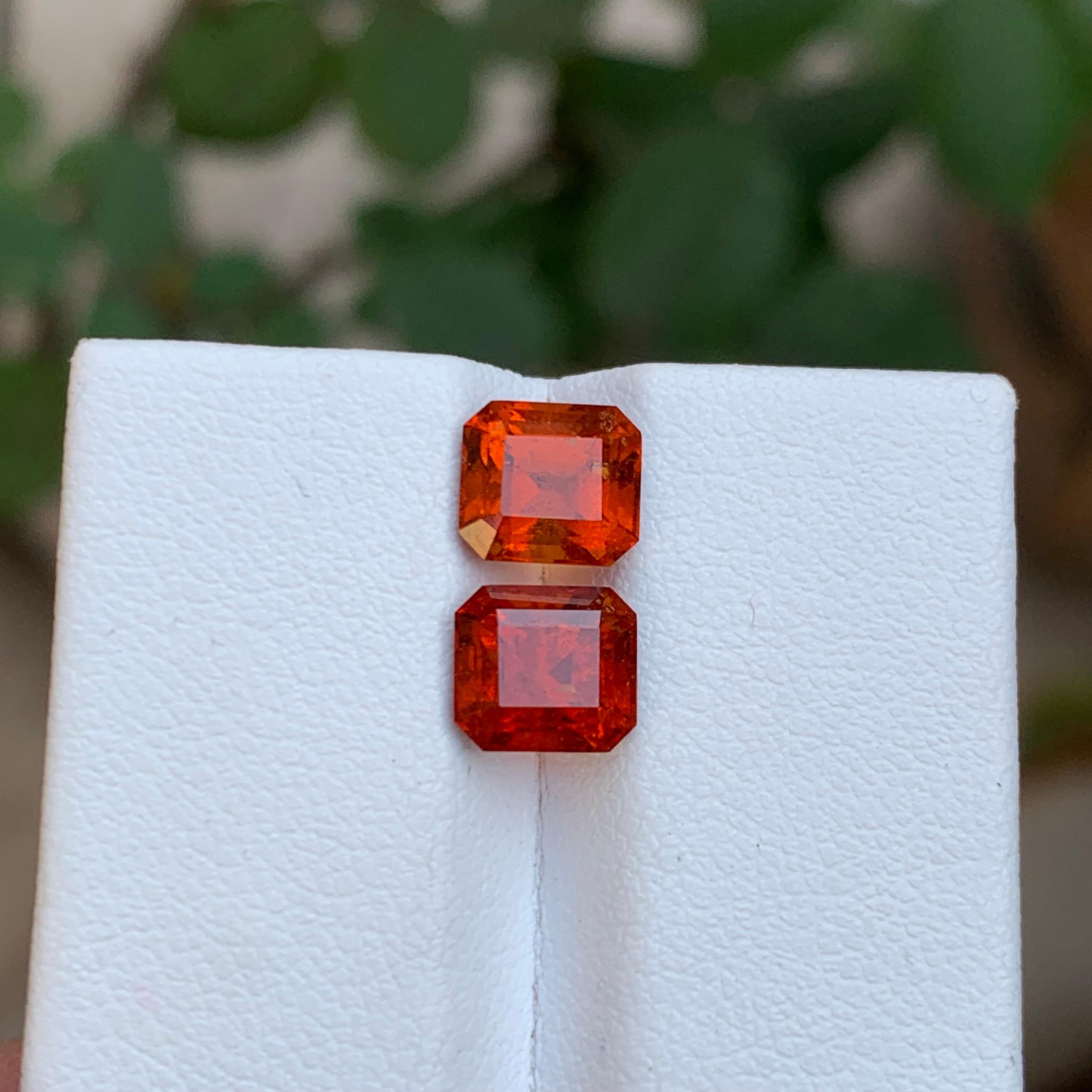 Rare Orange Hessonite Garnet Gemstones, 3.55 Ct Square Emerald Cut for Jewelry For Sale 5