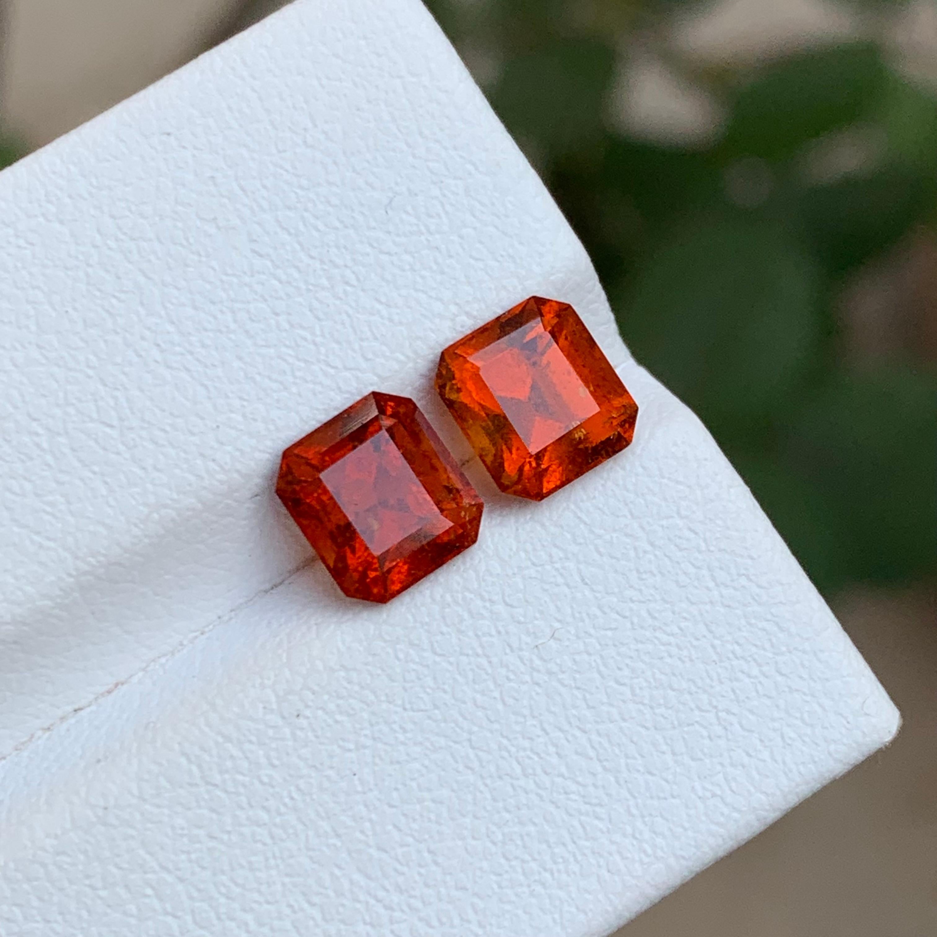 Rare Orange Hessonite Garnet Gemstones, 3.55 Ct Square Emerald Cut for Jewelry For Sale 7