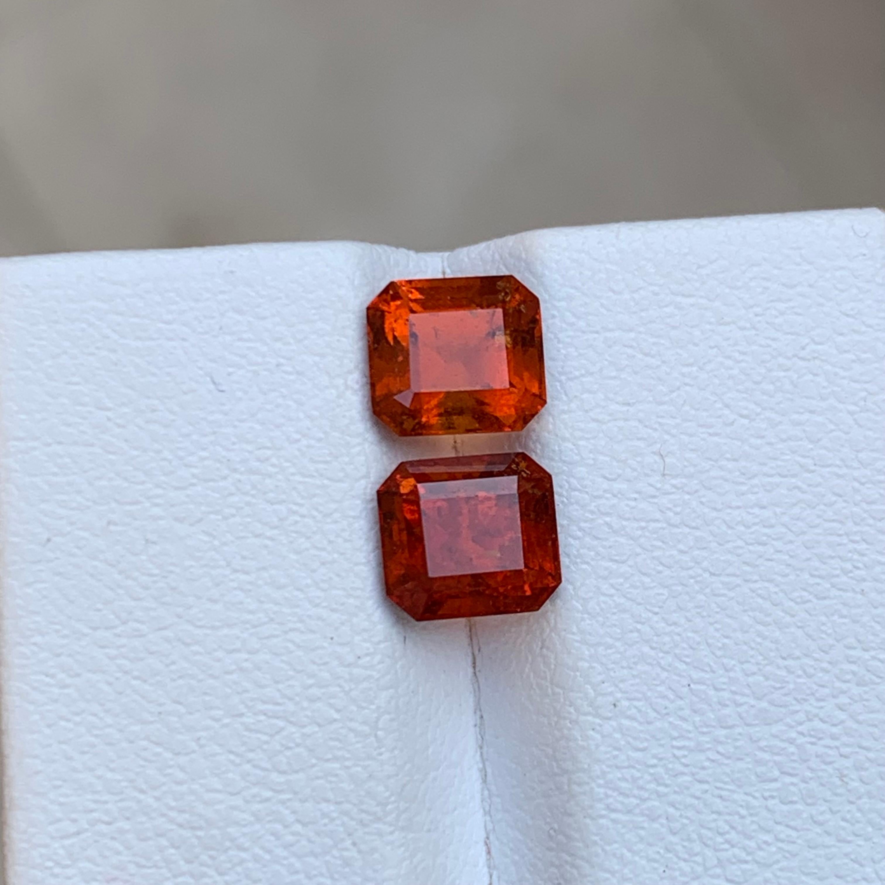 Contemporary Rare Orange Hessonite Garnet Gemstones, 3.55 Ct Square Emerald Cut for Jewelry For Sale