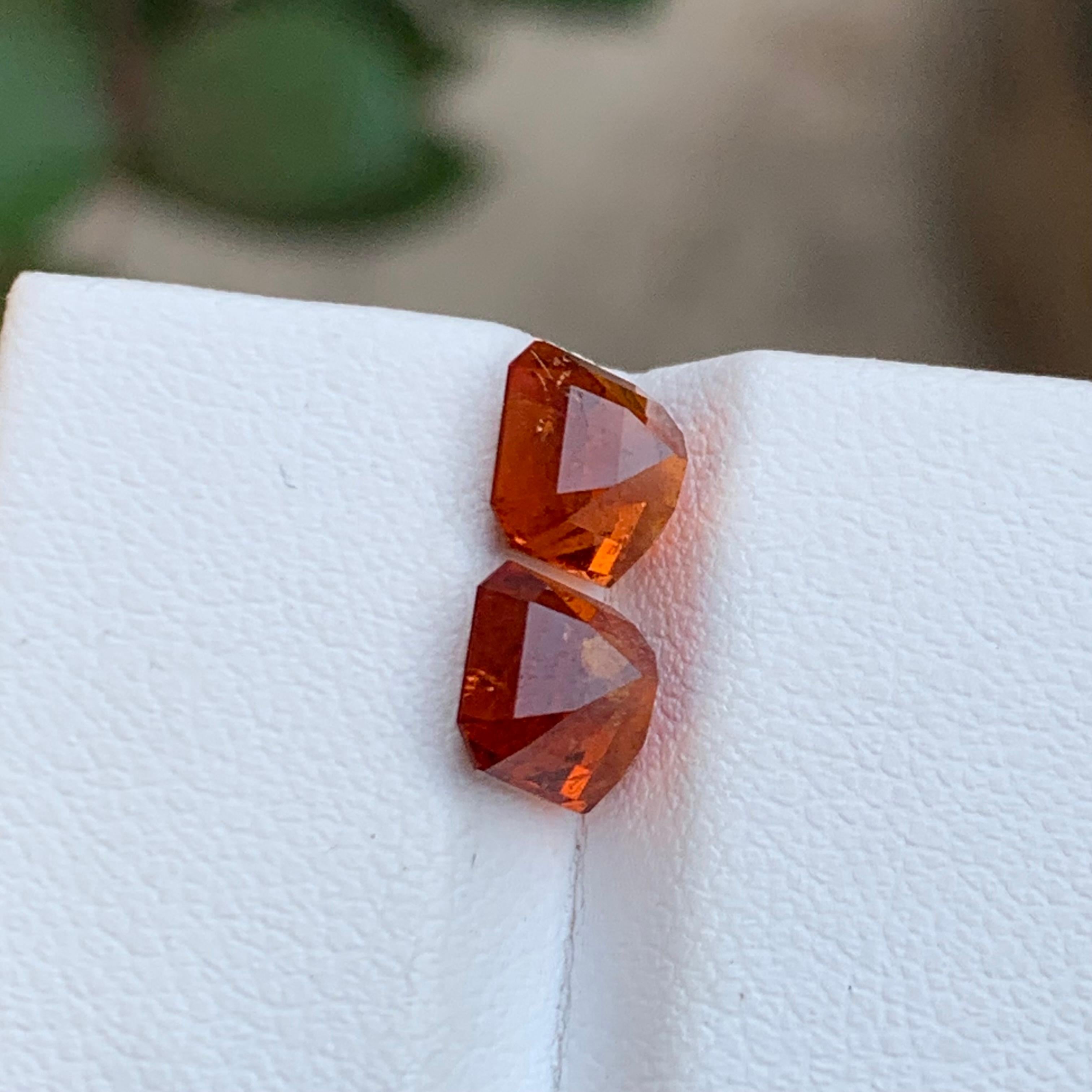 Rare Orange Hessonite Garnet Gemstones, 3.55 Ct Square Emerald Cut for Jewelry For Sale 3