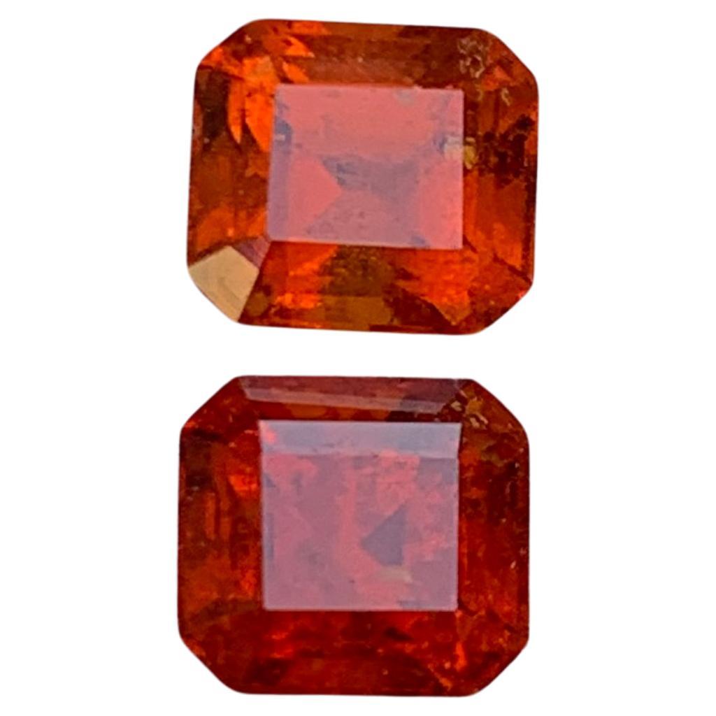 Rare Orange Hessonite Garnet Gemstones, 3.55 Ct Square Emerald Cut for Jewelry