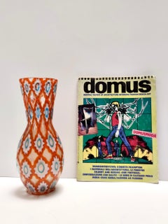 Rare Orange Murano Glass Vase by Ercole Barovier model "Rotellati", Italy