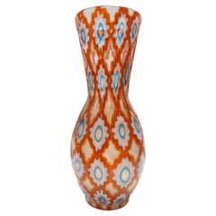 Rare Orange Murano Glass Vase by Ercole Barovier model "Rotellati", Italy
