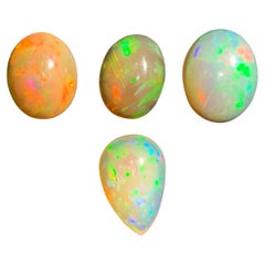 Rare Orange Play of Colors Natural Fire Opal Gemstone Cabochons, 15 Ct-Jewelry 