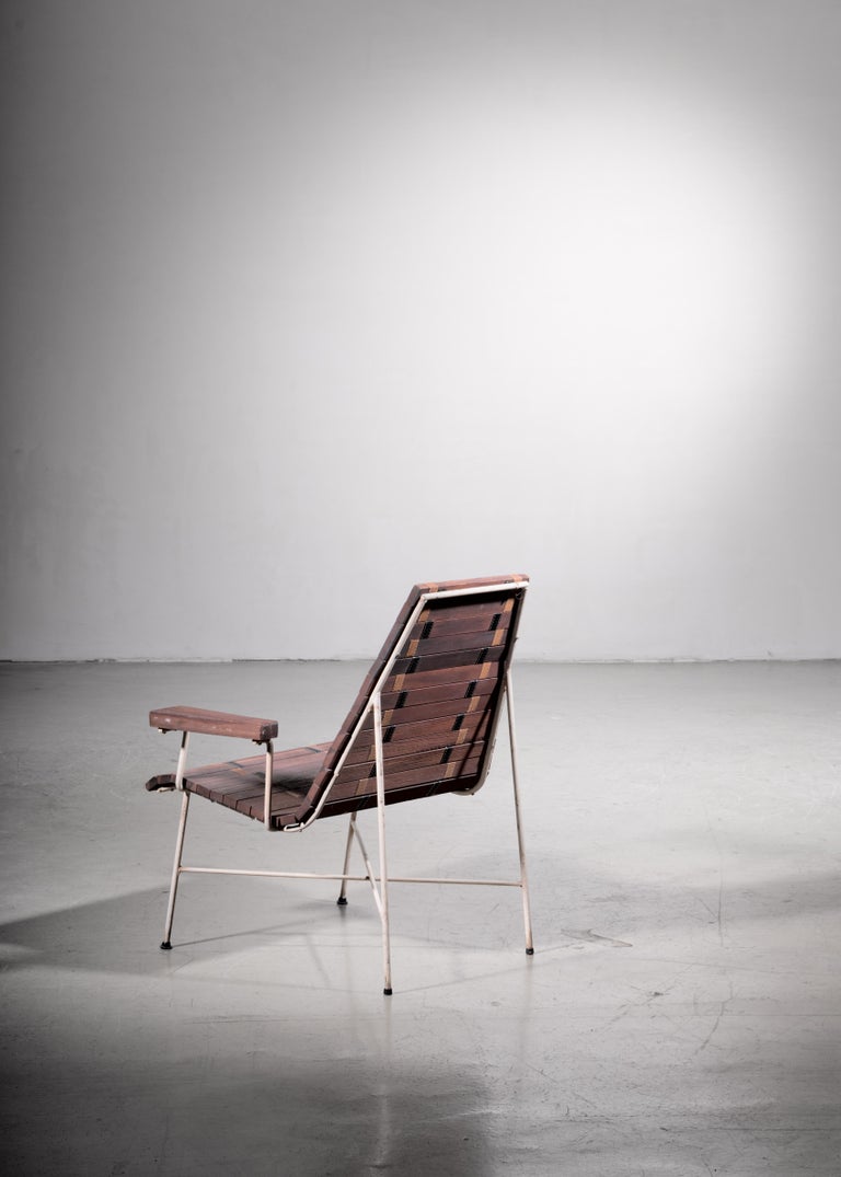 Rare Oregon Pine and Metal Lounge Chair, USA For Sale at 1stDibs