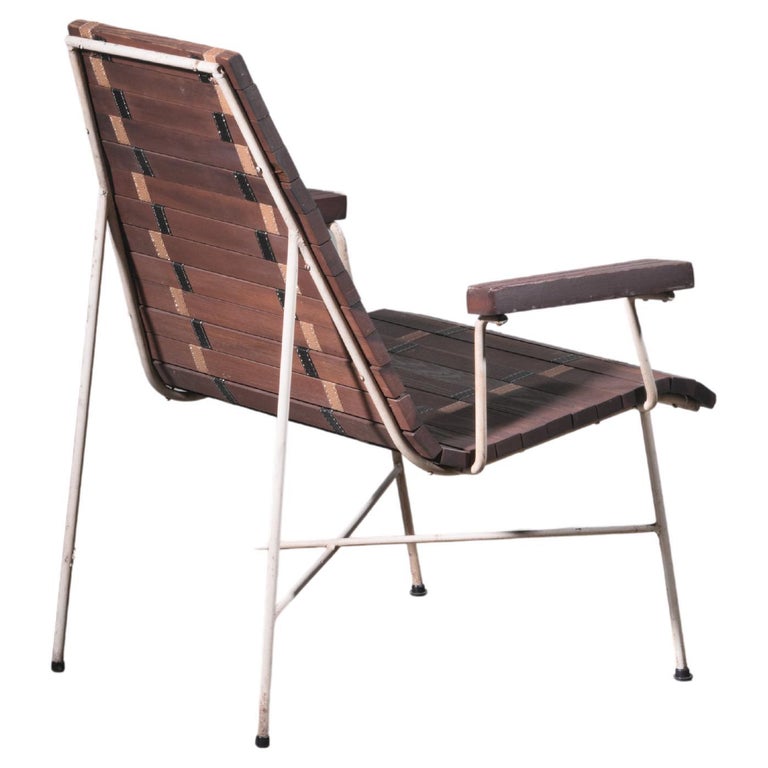 Rare Oregon Pine and Metal Lounge Chair, USA For Sale at 1stDibs