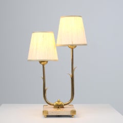 Rare Organic Table Lamp Model 2430/2 in Brass & Marble, Valinte Finland 1950s