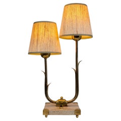 Rare Organic Table Lamp Model 2430/2 in Brass & Marble, Valinte Finland 1950s