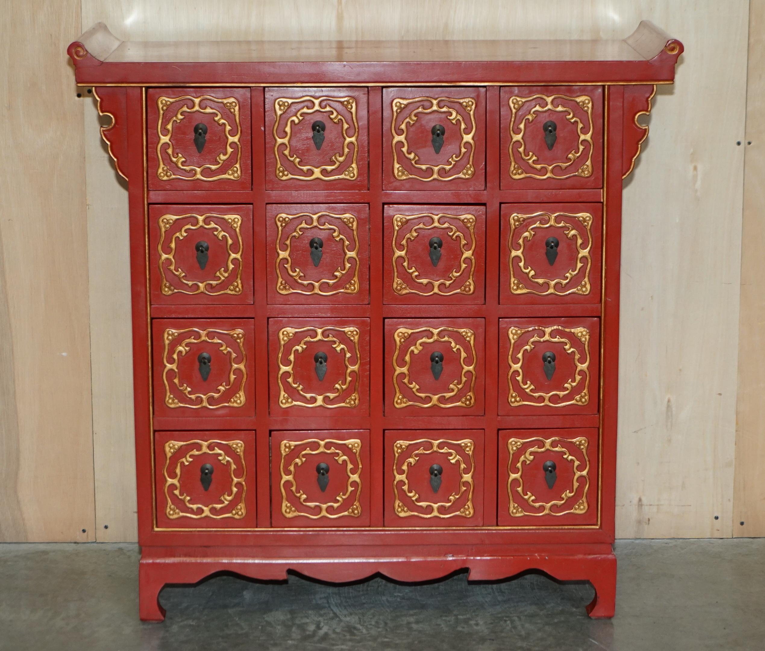We are delighted to offer for sale this lovely vintage circa 1930's hand painted and lacquered Chinese collectors tea cabinet with lots of drawers.

A very good looking and well made piece, these are now highly collectable as art furniture. This