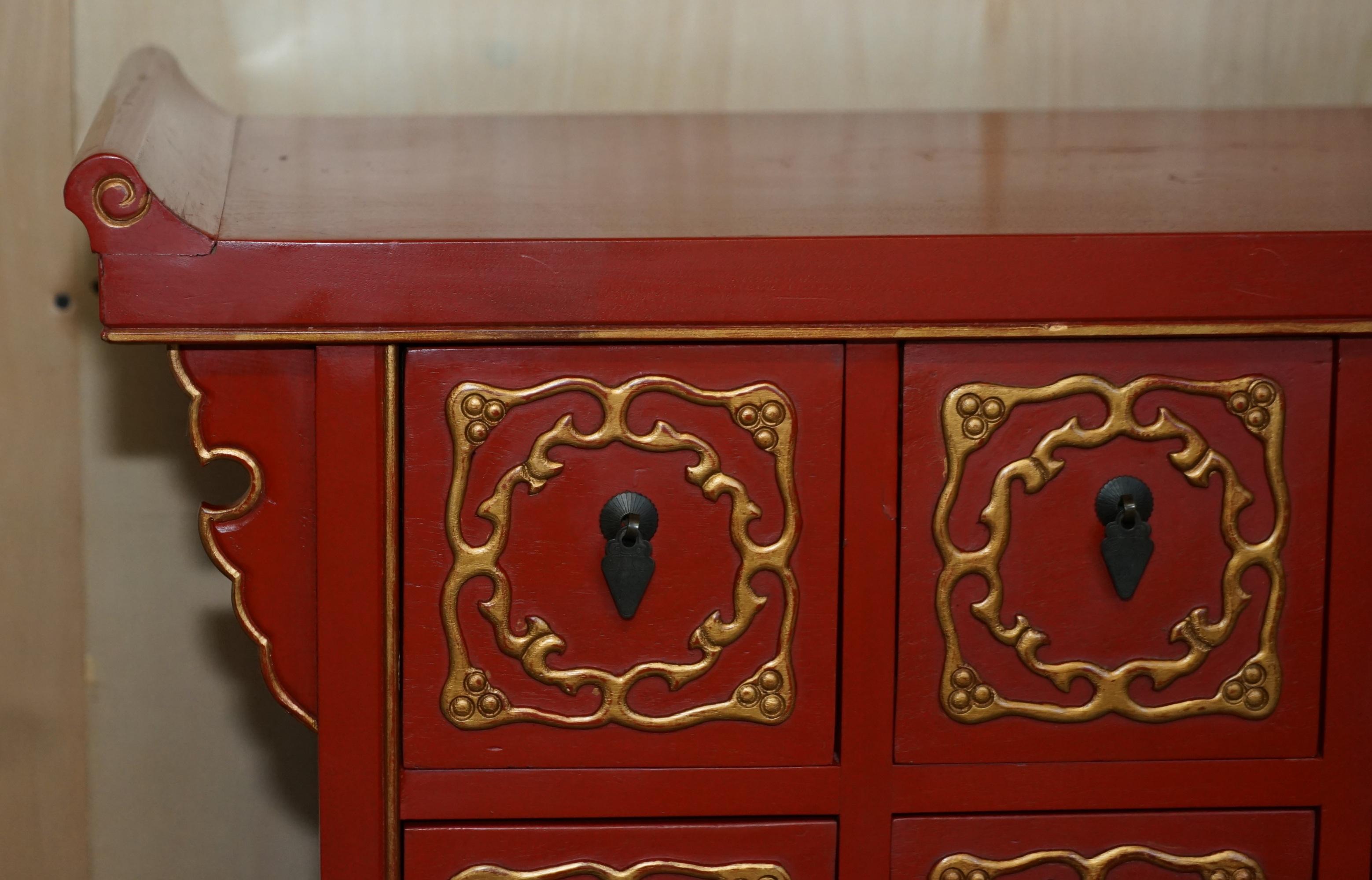 Lacquered Rare Oriental Chinese Export Vintage Cabinet Lots of Drawers for Fine Teas For Sale