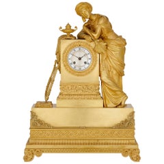 Rare Orientalist Gilt Bronze Mantel Clock by Denière et Fils