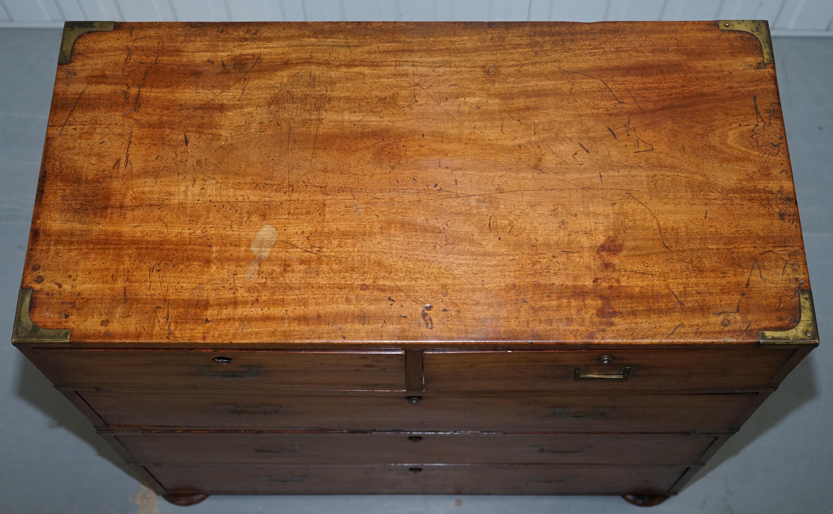 Hand-Carved Rare Original 10th February 1813 Uk Napoleonic War Campaign Chest of Drawers