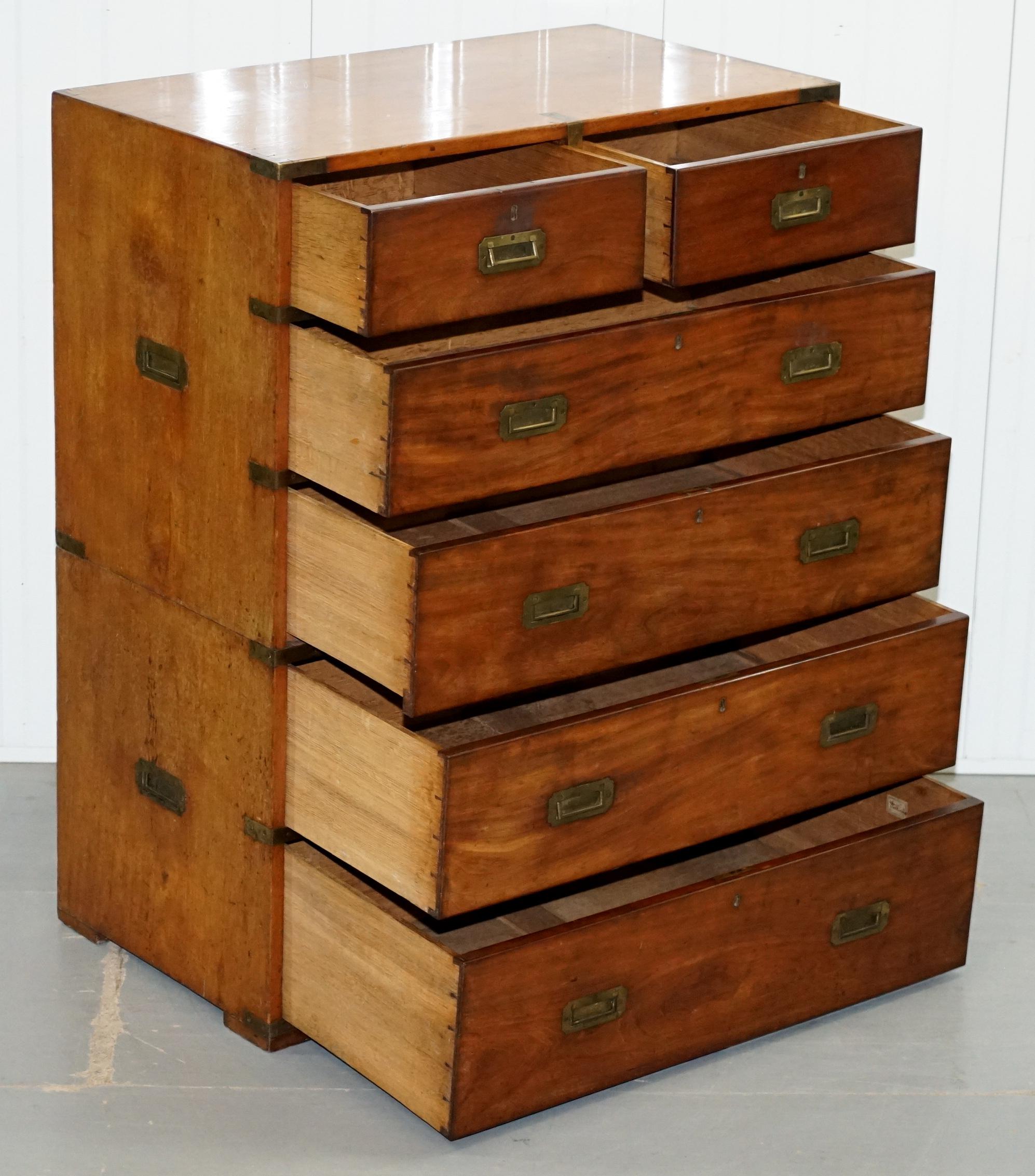 Rare Original 1870 Mahogany 6-Drawer 5-Tier Military Campaign Chest of Drawers 4