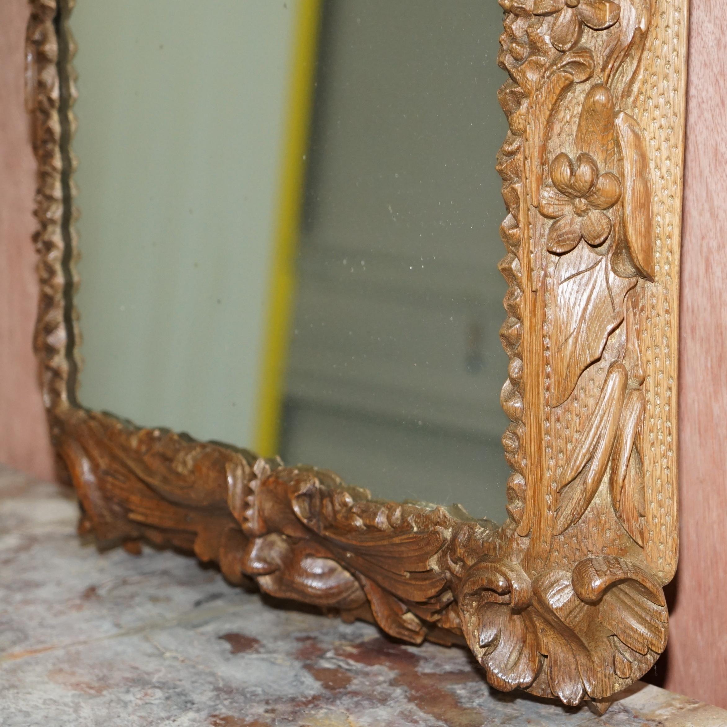 Rare Original 18th Century Ornately Carved Frame Wall Mirror with Cherub Boy For Sale 2