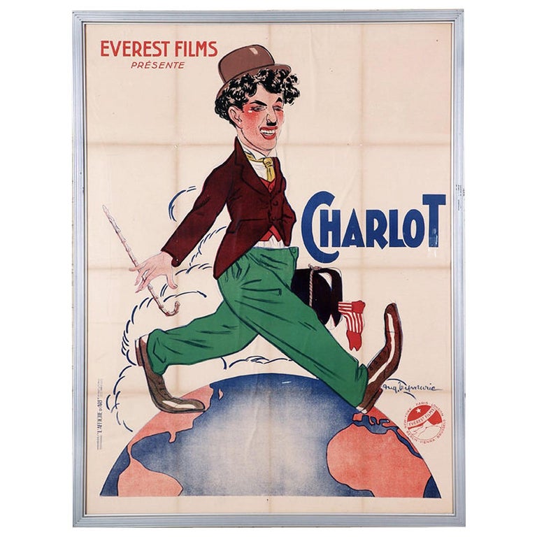 Rare Original 1918 Framed Charlie Chaplin, Charlot Movie Poster For Sale