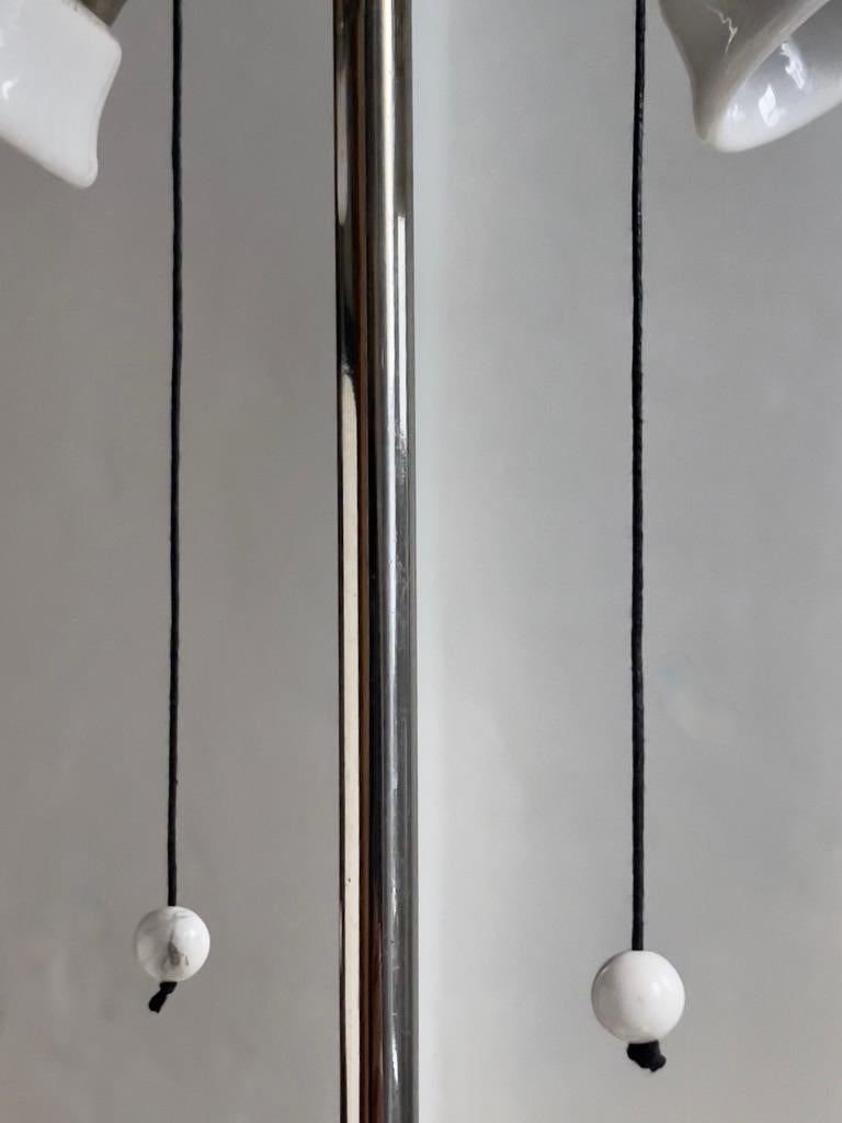 Danish Rare Original 1920s danish table lamp in iridescent glass, perforated lamp shade For Sale