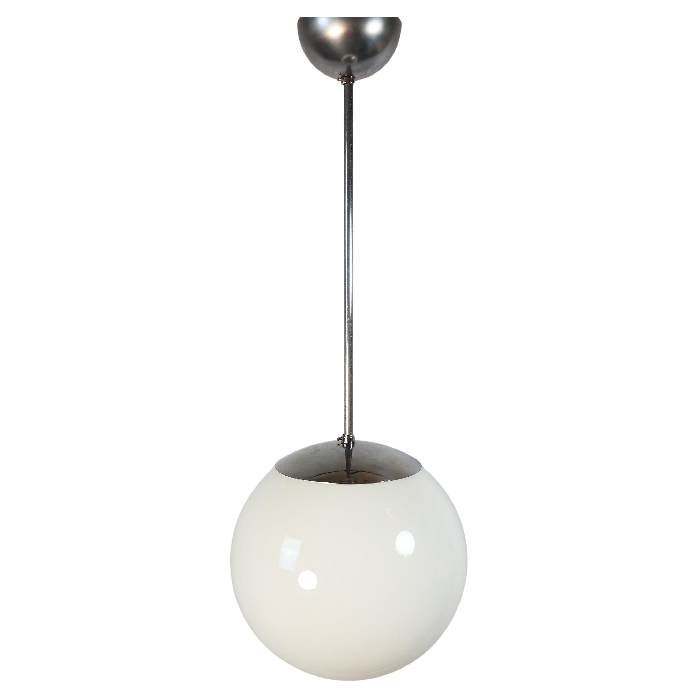 Rare Original 1940s Ball Lamp, Opaline Glass, Bauhaus