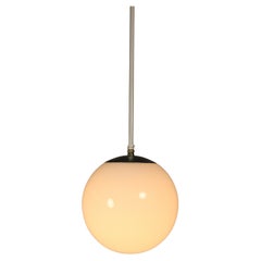 Rare Original 1940s Ball Lamp, Opaline Glass, Denmark, Bauhaus Style