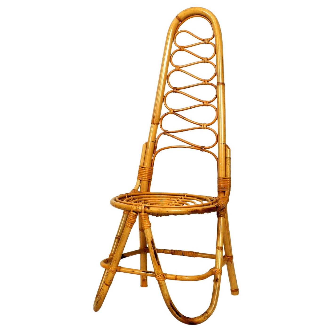 Rare Original 1960s Bamboo Chair with High Backrest at 1stDibs