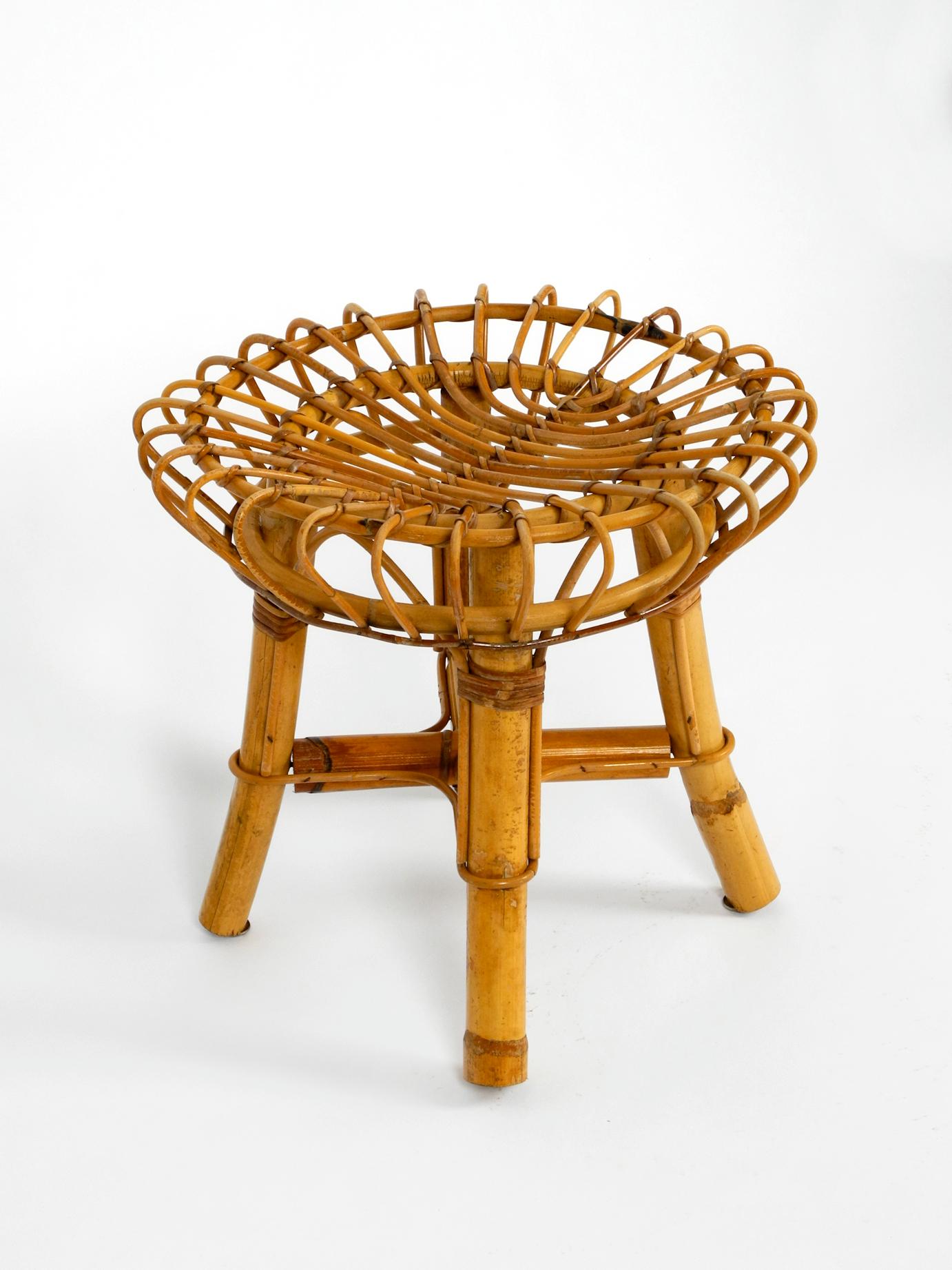 Mid-Century Modern Rare Original 1960s Bamboo Stool Attributed to Janine Abraham & Dirk Jan Rol