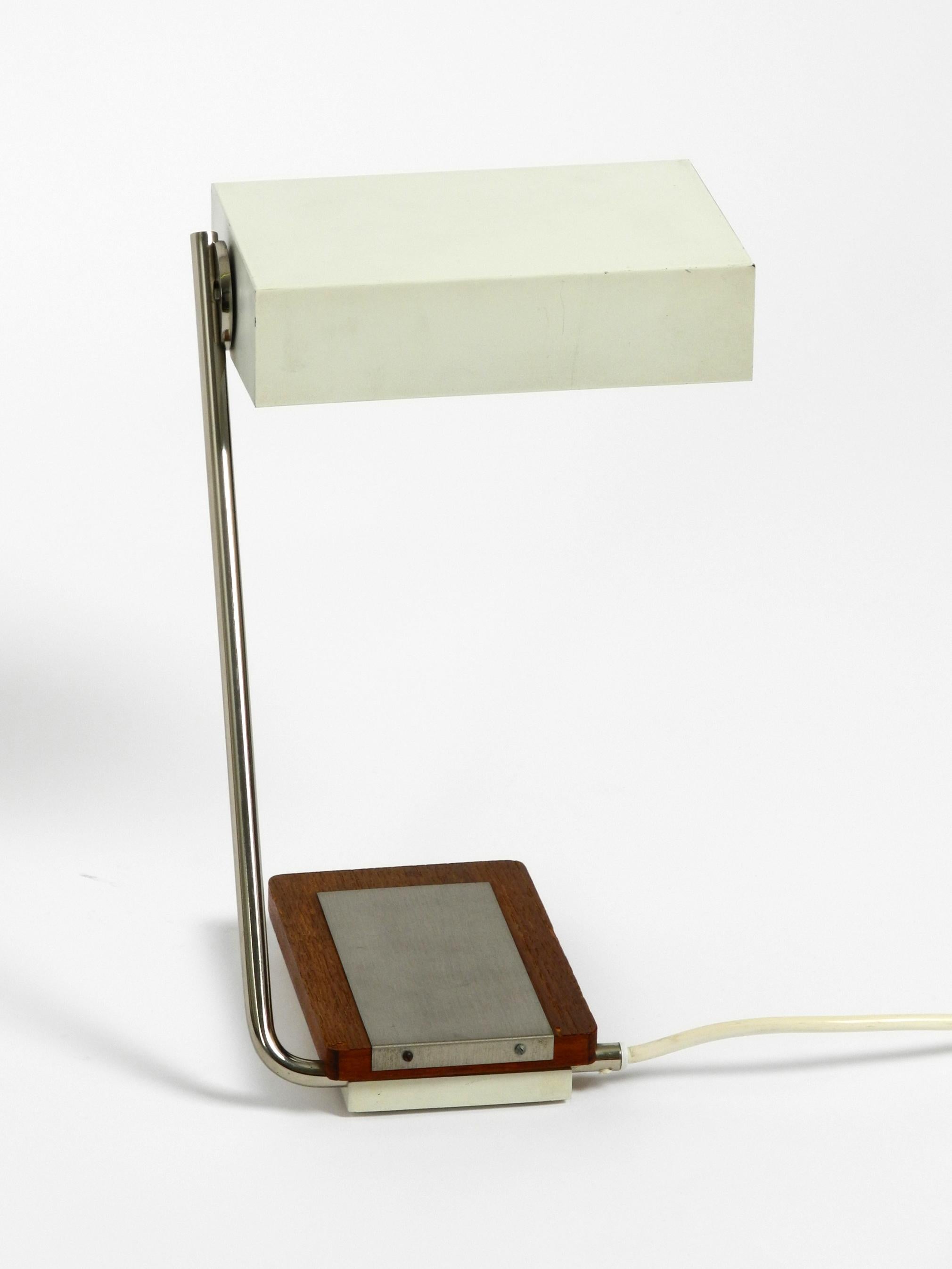 Rare Original 1960s Kaiser Light Metal Teak Table Lamp For Sale 7