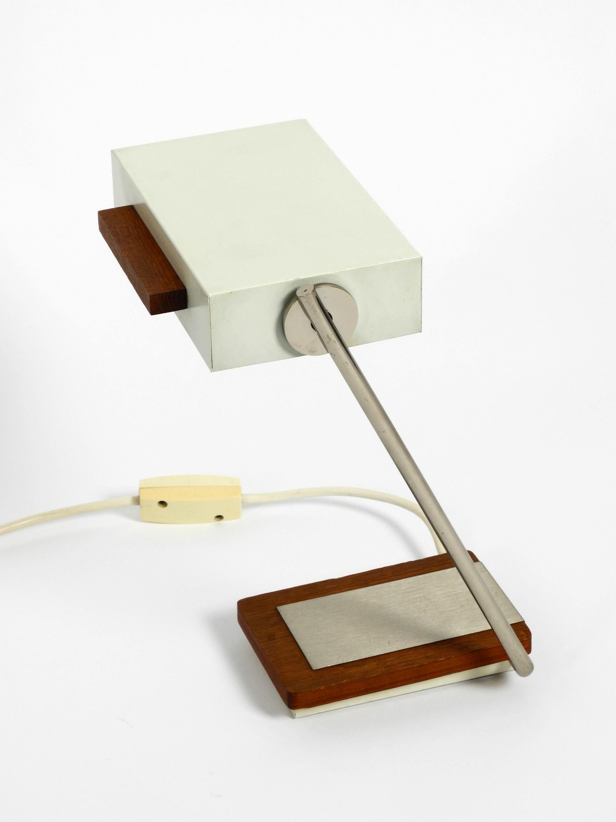 Rare Original 1960s Kaiser Light Metal Teak Table Lamp For Sale 9
