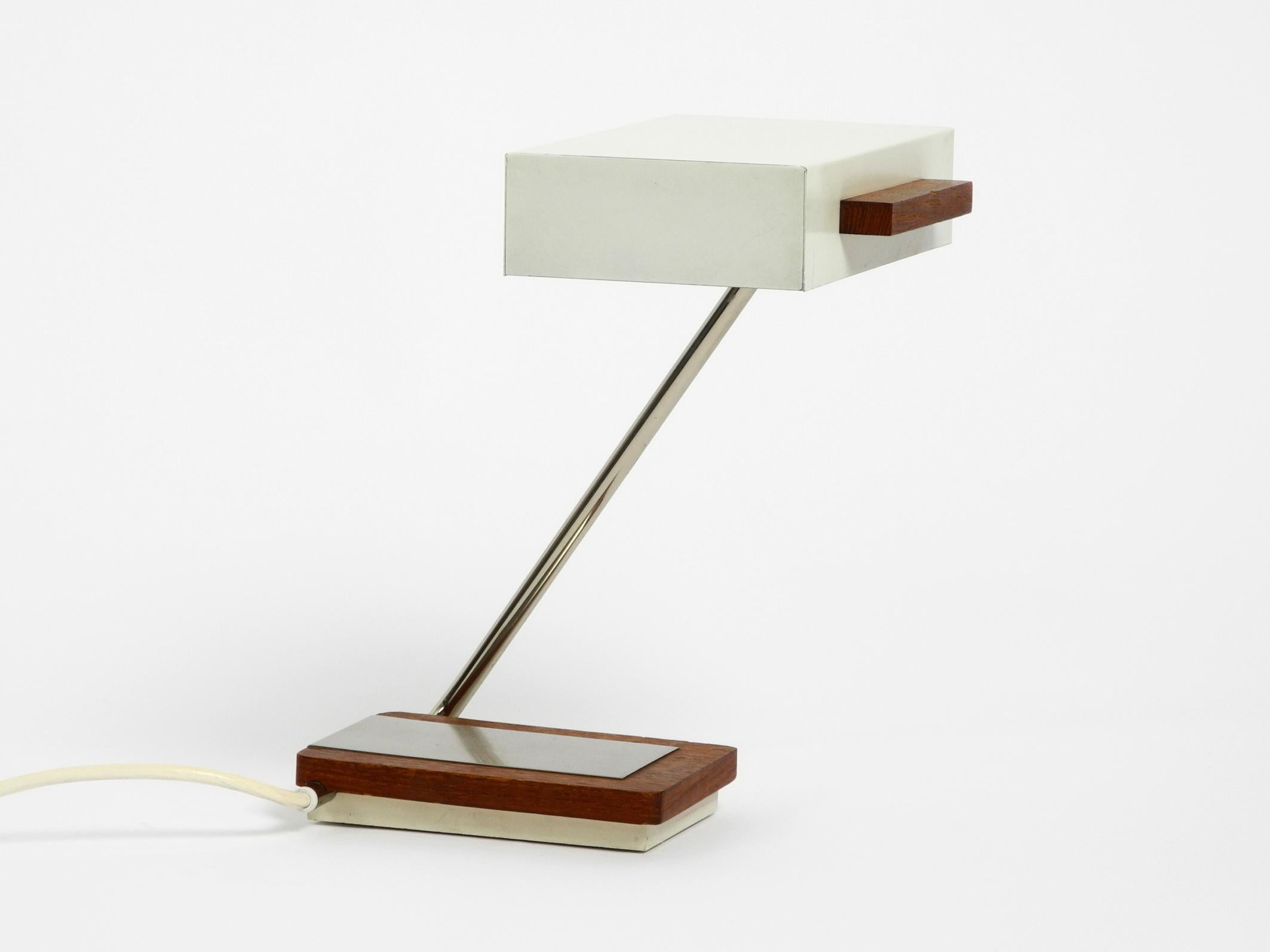Rare Original 1960s Kaiser Light Metal Teak Table Lamp For Sale 12