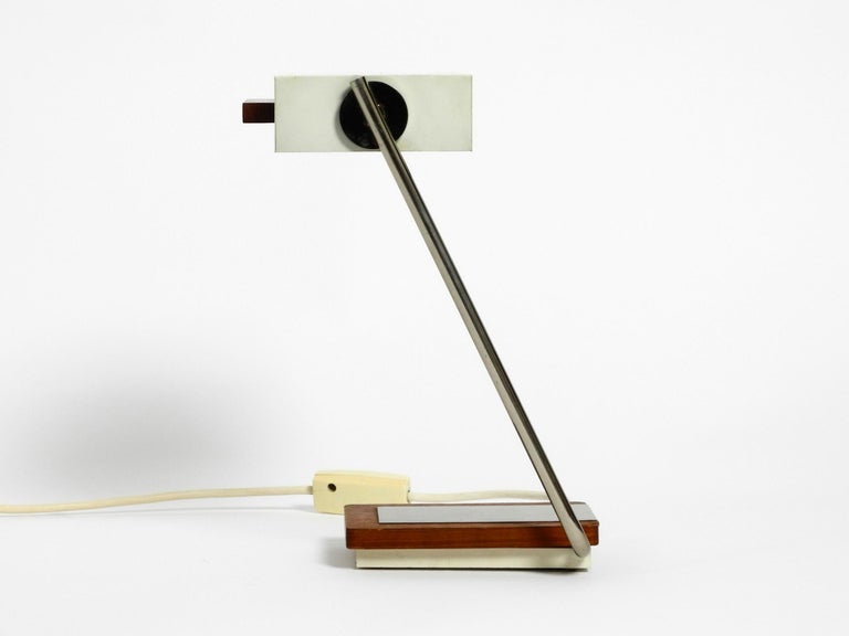 Rare Original 1960s Kaiser Light Metal Teak Table Lamp For Sale at 1stDibs