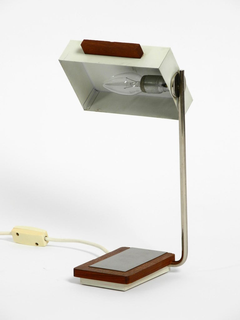 Rare Original 1960s Kaiser Light Metal Teak Table Lamp For Sale at 1stDibs
