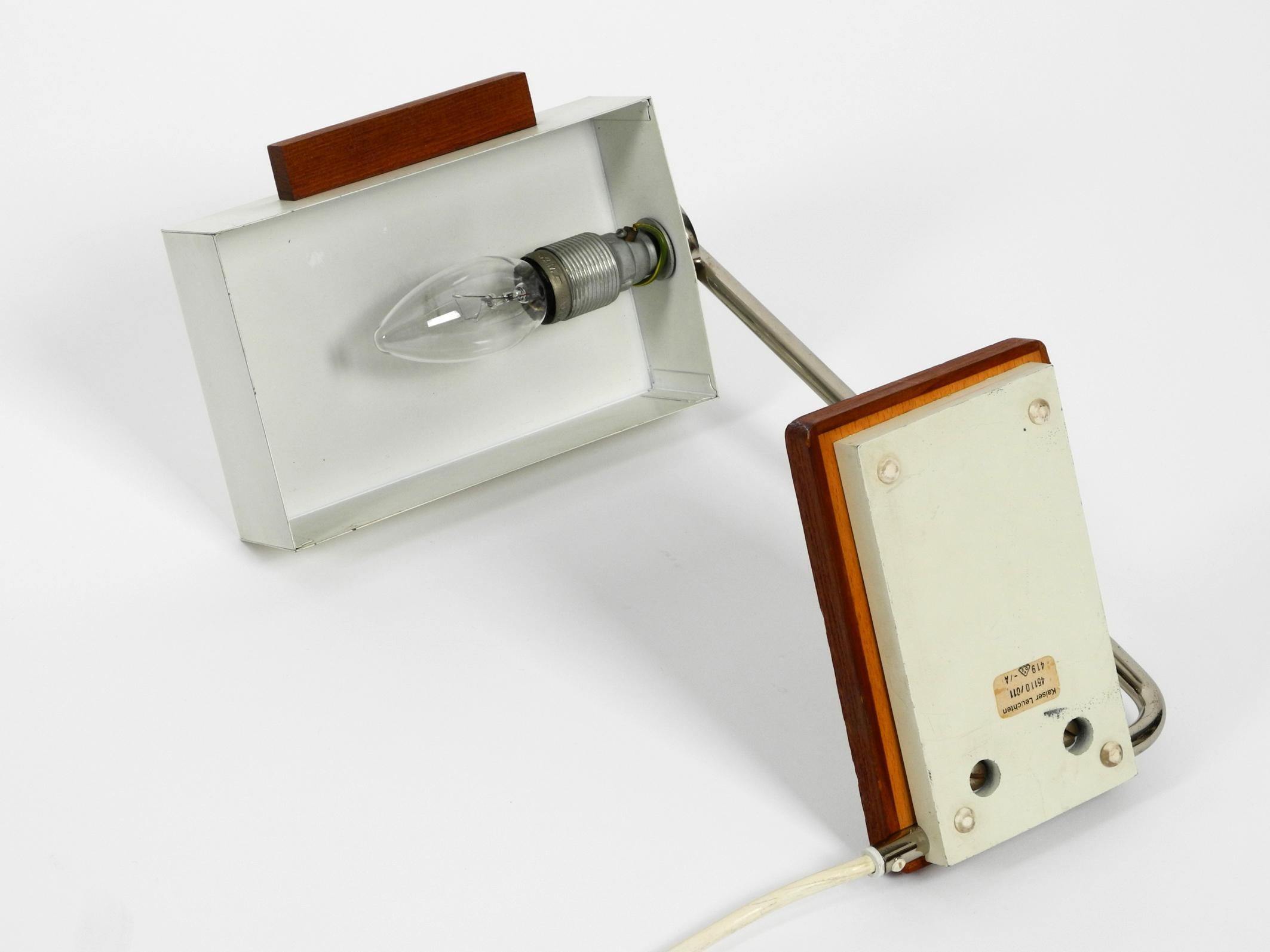 Rare Original 1960s Kaiser Light Metal Teak Table Lamp For Sale 3