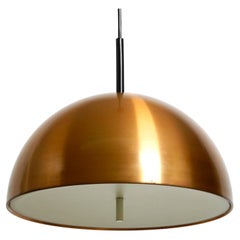 Rara lampada a sospensione originale degli anni '70 di grandi dimensioni con paralume in rame, di Staff