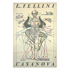 Rare Original 1979 Movie Poster for Casanova Di Federico Fellini