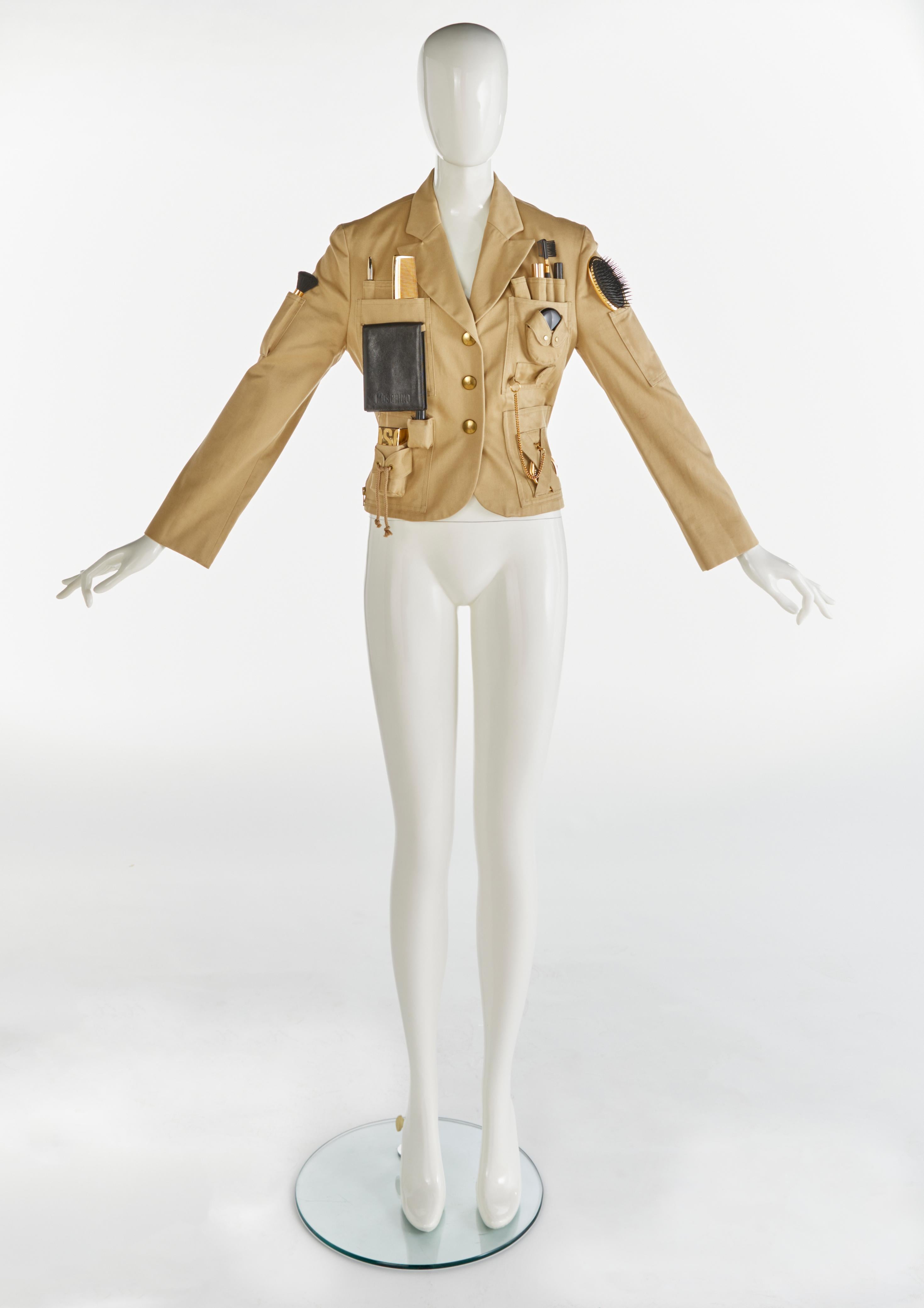 The extraordinary jacket is the original 1991 design. As a hallmark of Moschino's early '90s collection.

The 1991 version was produced in limited quantities only, which is why it was reissued in 1994.

This museum-quality jacket features a variety