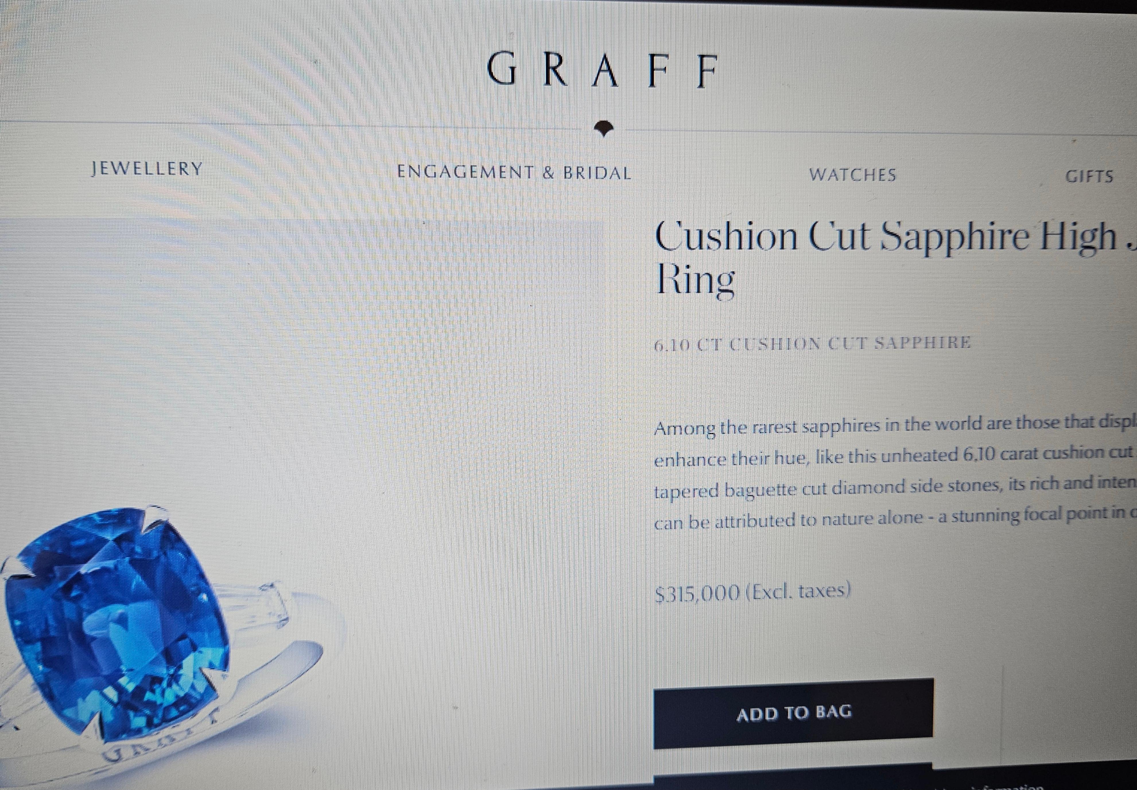 Rare Original 6.50ct Gorgeous GRAFF Natural Burmese Blue Sapphire Diamond Ring In Good Condition In New York, NY