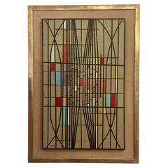 Raro cuadro original abstracto geométrico al óleo sobre lienzo de Leonardo Nierman