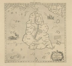 Rare Original Antique Ptolemy Map of Ceylon, Present Day Sri Lanka