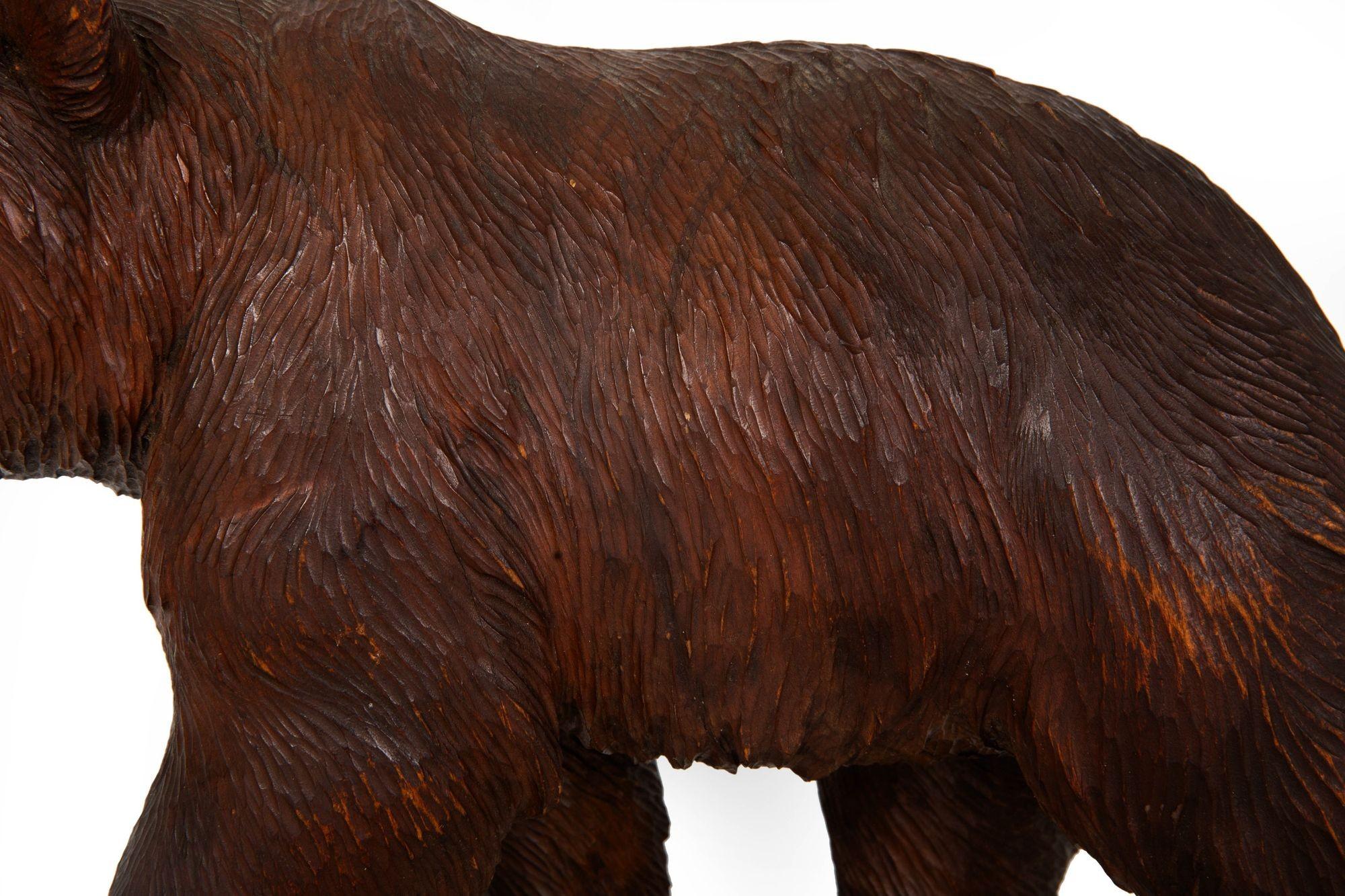 Rare Original Antique Swiss Carved Black Forest “Walking Bear” ca. 1920 For Sale 4