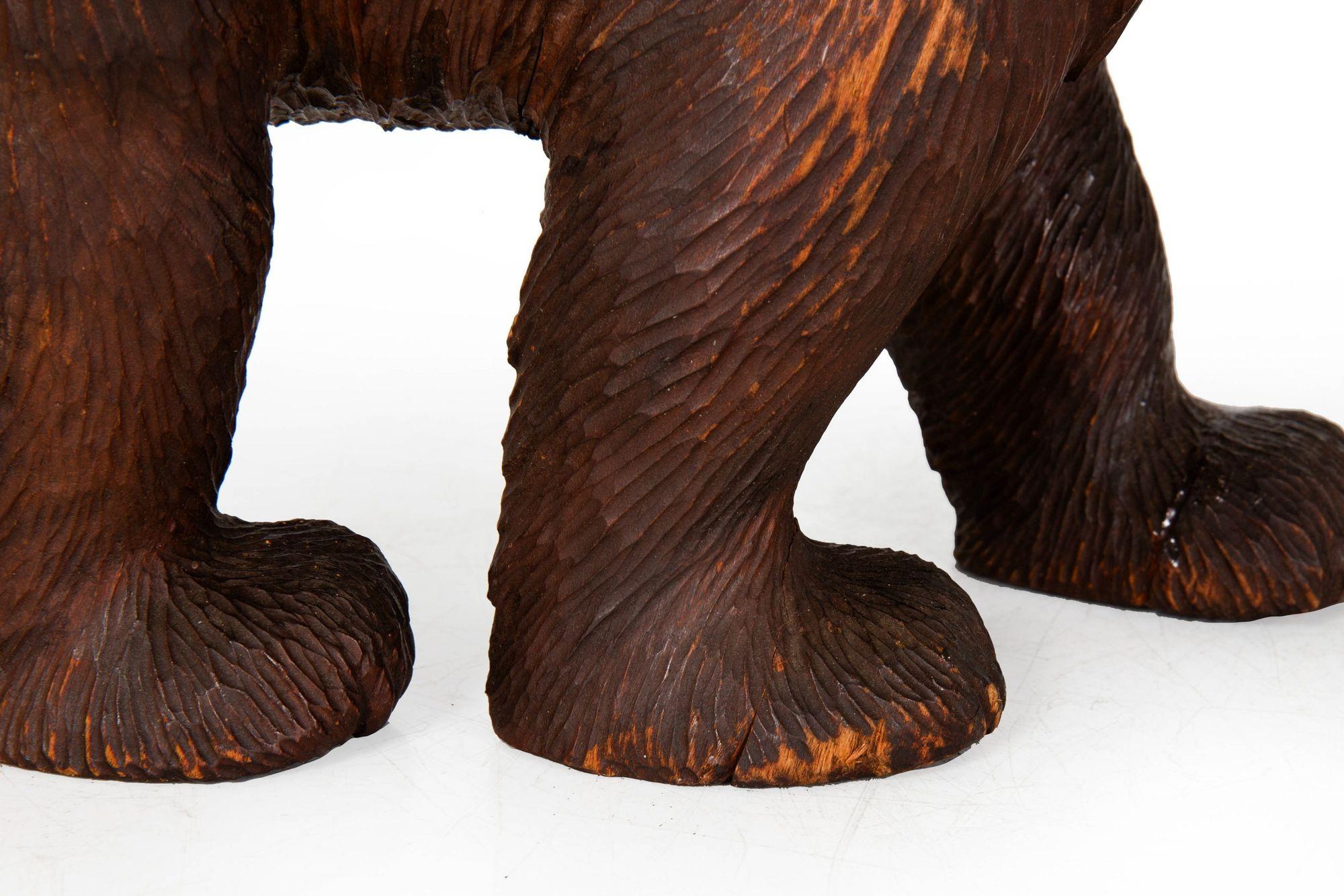 Rare Original Antique Swiss Carved Black Forest “Walking Bear” ca. 1920 For Sale 6