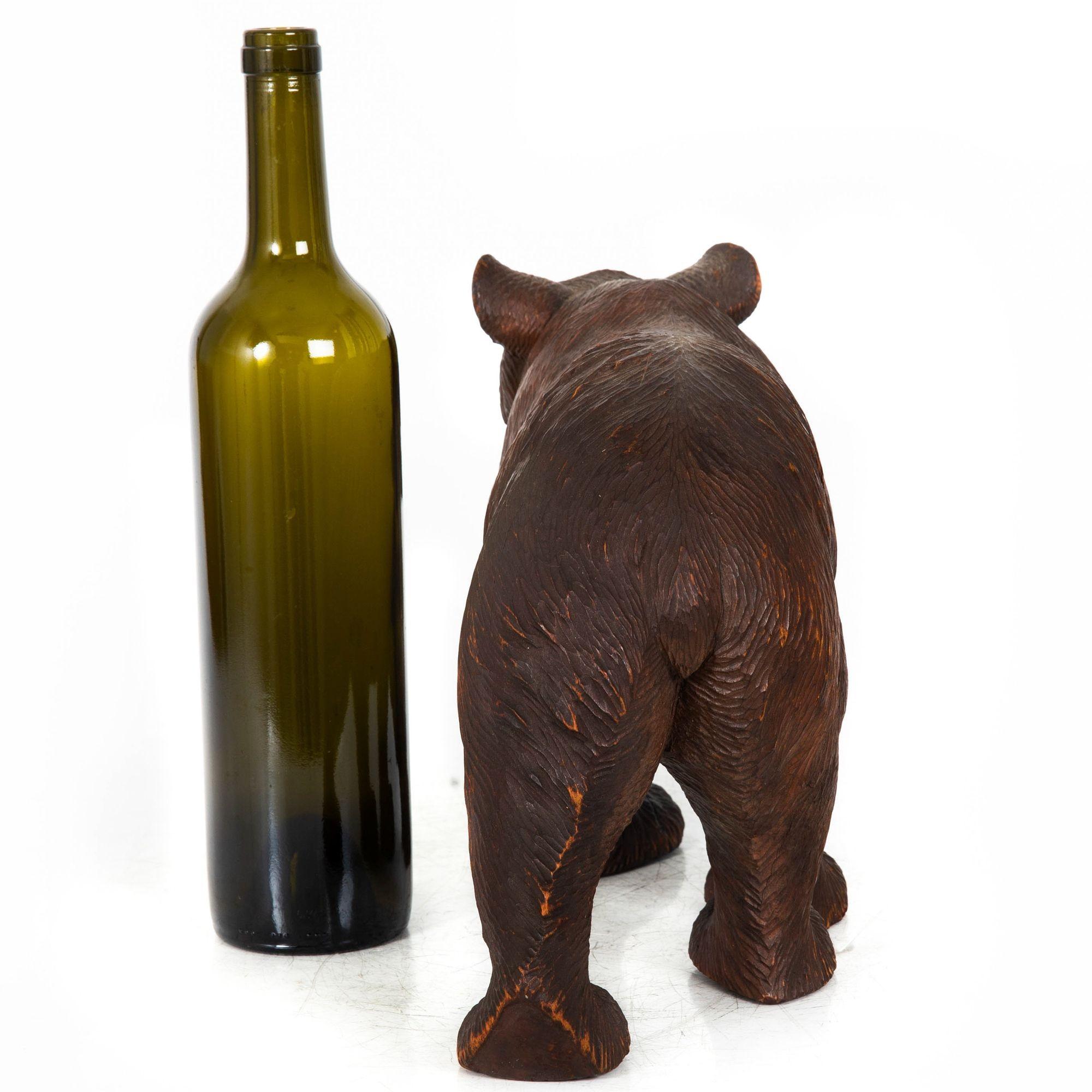 Hand-Carved Rare Original Antique Swiss Carved Black Forest “Walking Bear” ca. 1920 For Sale