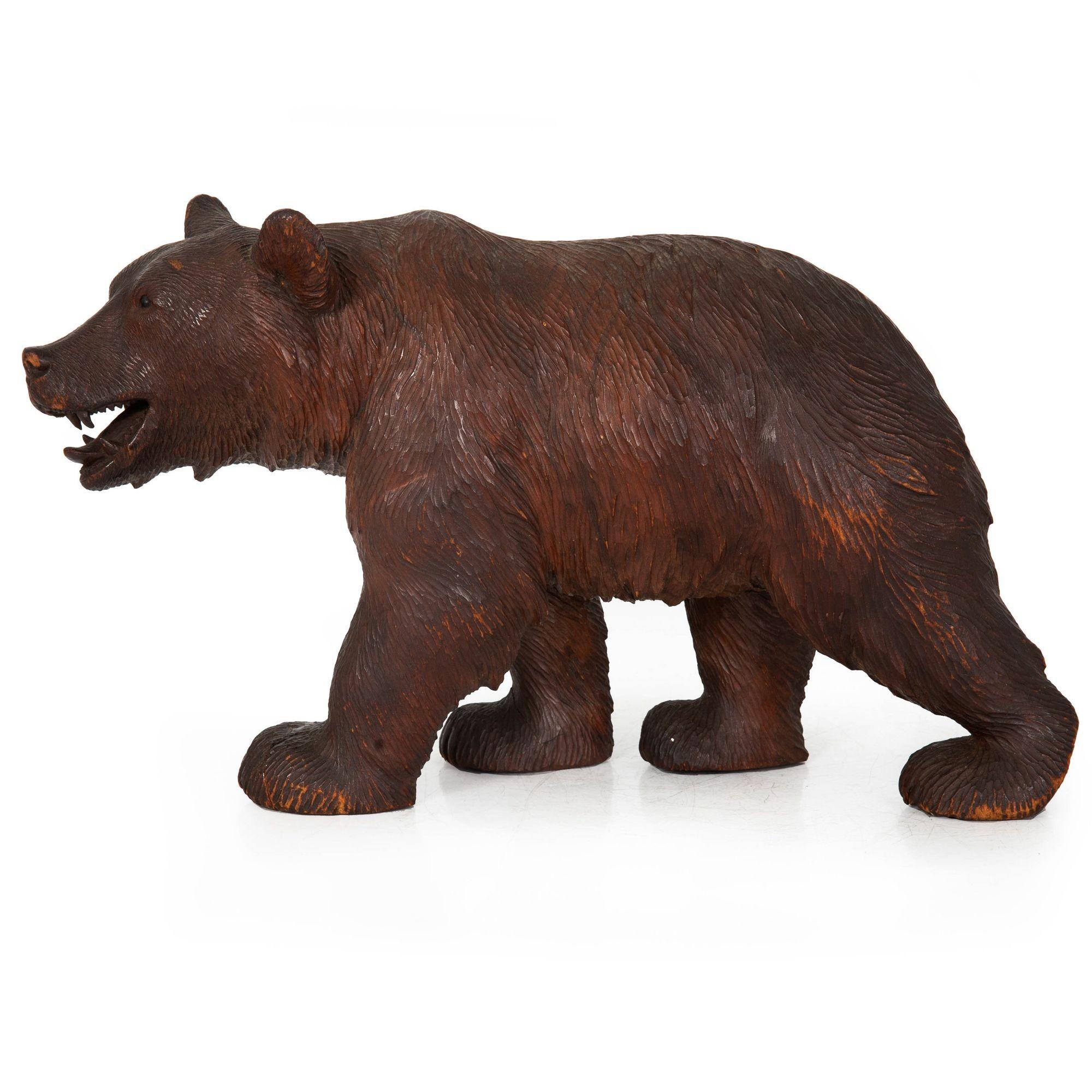 Rare Original Antique Swiss Carved Black Forest “Walking Bear” ca. 1920 In Good Condition For Sale In Shippensburg, PA