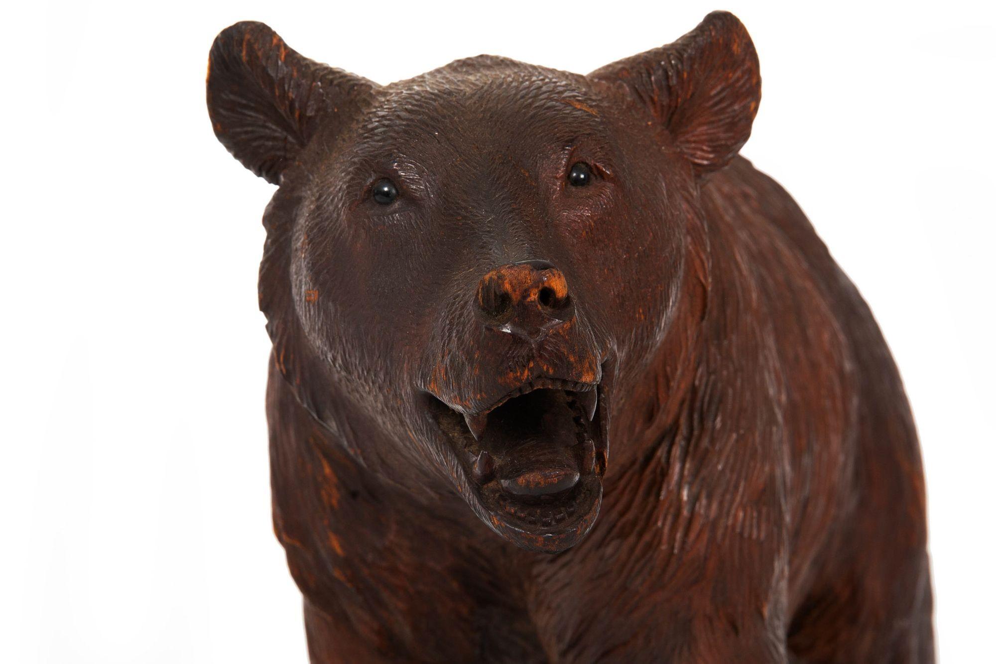 Rare Original Antique Swiss Carved Black Forest “Walking Bear” ca. 1920 For Sale 1