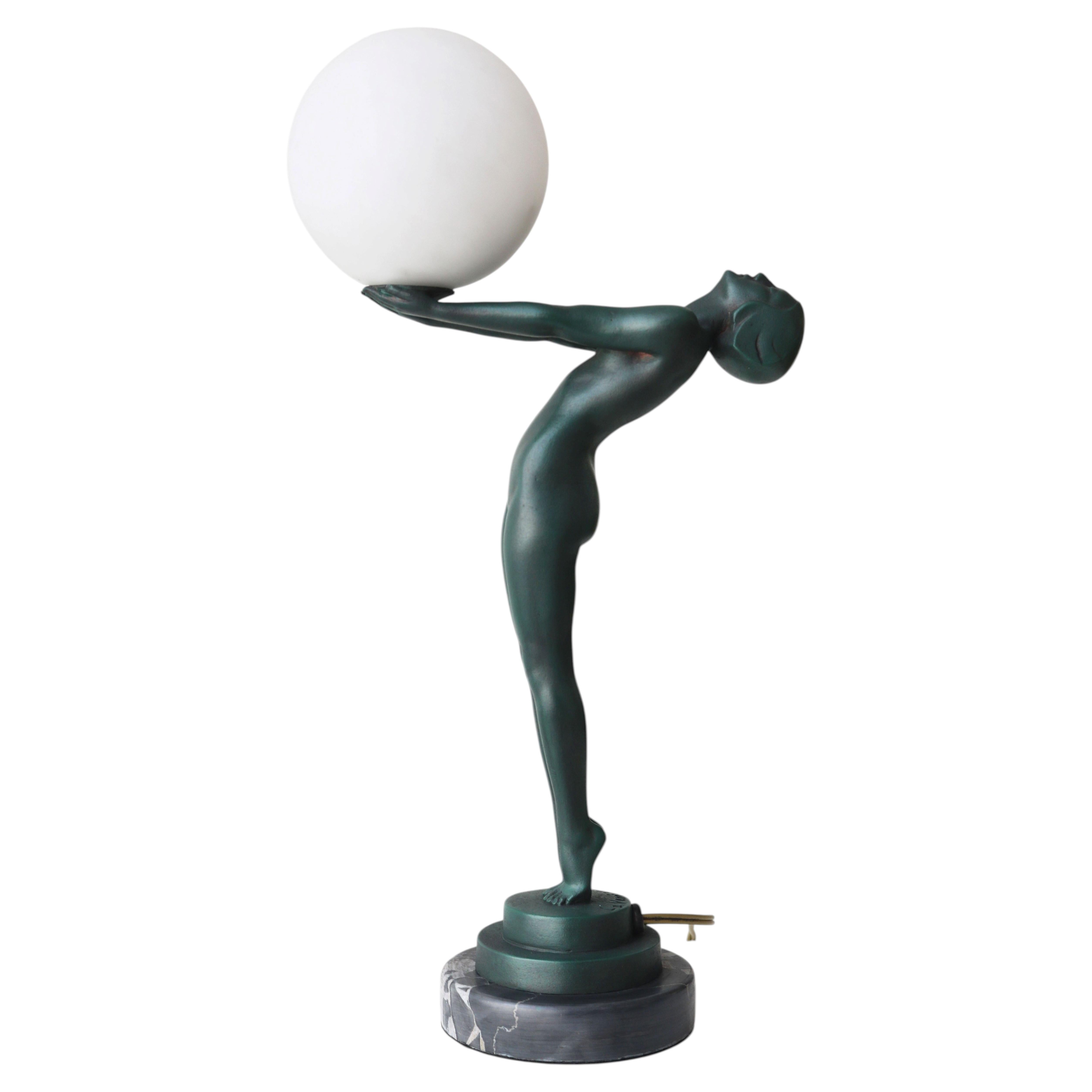 Seltene Original-Art-déco-Lampe „Lueur Lumineuse“ von Max Le Verrier, 1930, Frankreich im Angebot