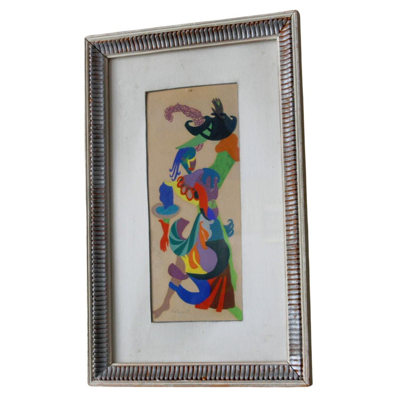  Rare Original BAUHAUS PAINTING! Eva Vincent Moholy Nagy Kandinsky Klee 1920s For Sale