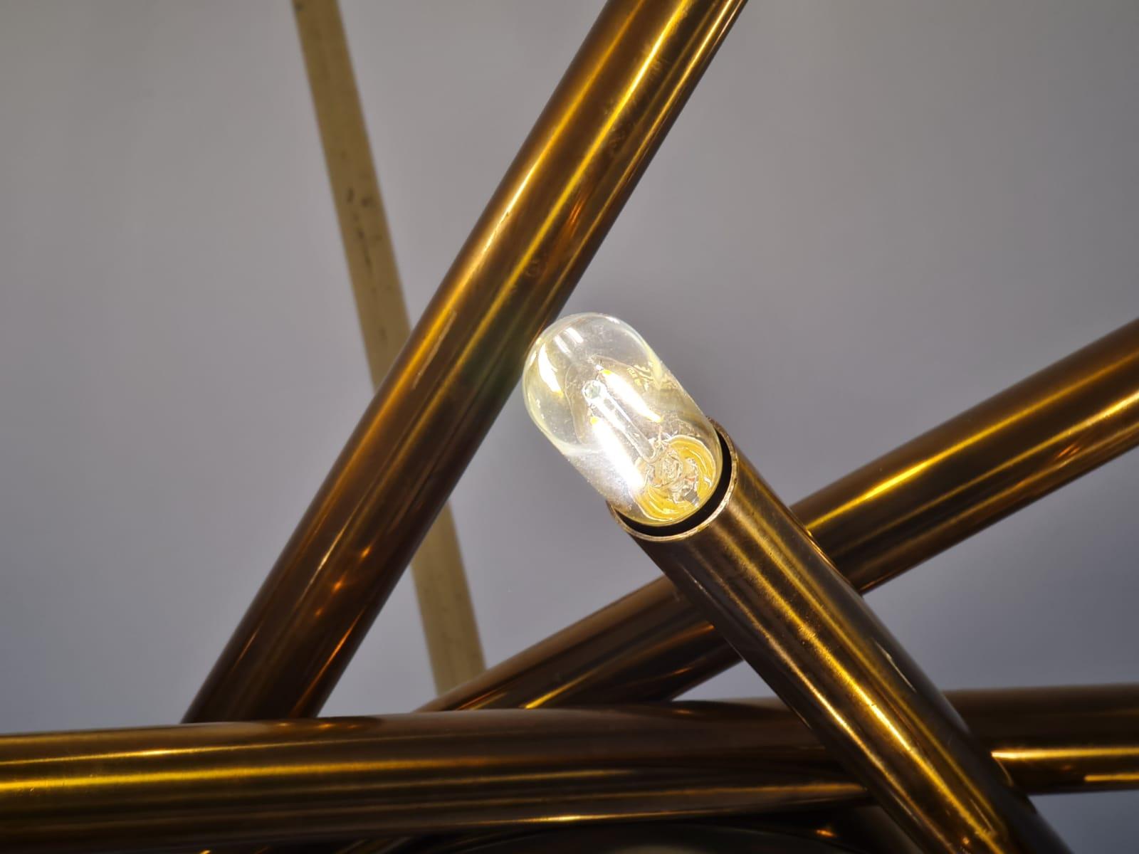 Italian Rare Original Brass Sputnik Ceiling Lamp by Stilnovo, Italy, 1950